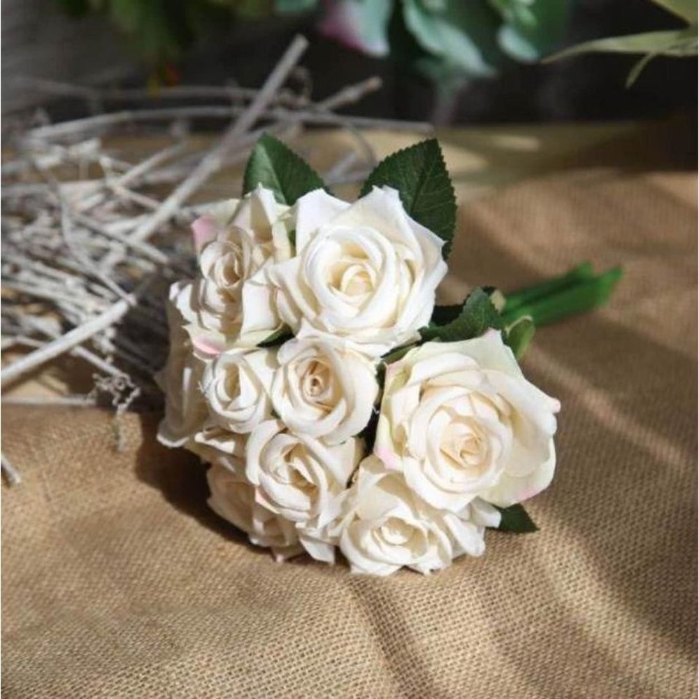Champagne Silk Rose Bridal Bouquet Bridesmaids Wedding Flowers Floral